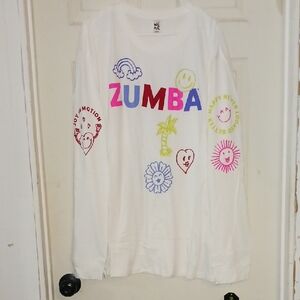 Zumba Fitness Womens Colorful Graphic Long Sleeve Tee